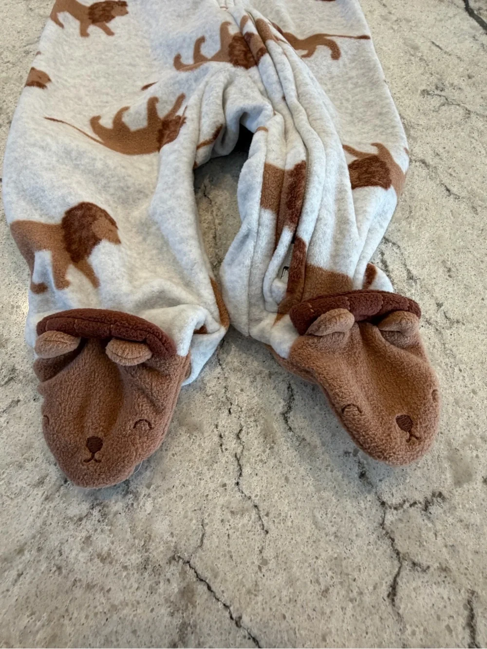 Carter’s Baby Lion Print Fleece Footed Sleeper Zip Pajamas NWT 0-3 Months